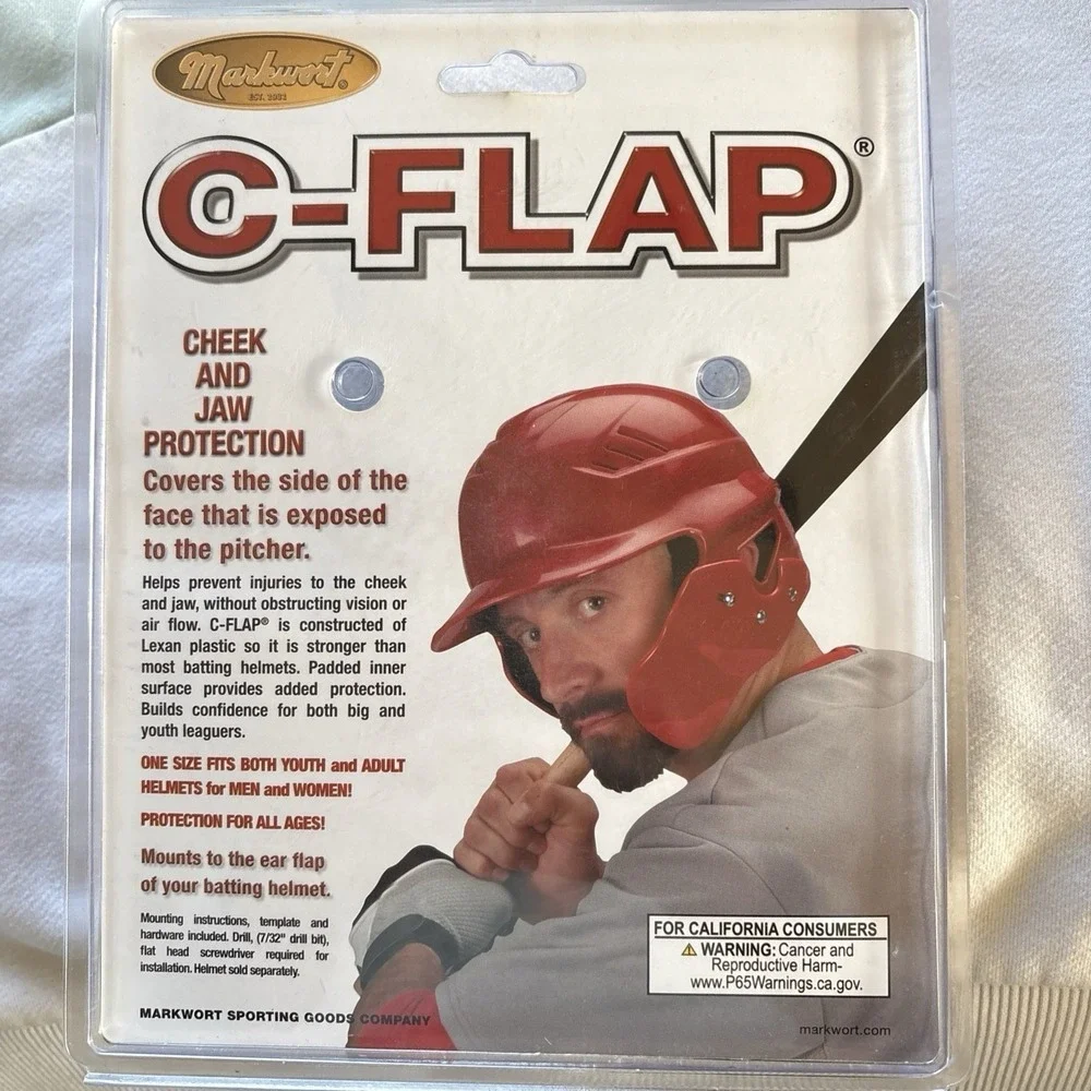 Markwort C-FLAP Jaw Cover - Right Handed Batter (RHB) Black - Baseball Softball‎